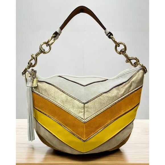 Vintage Coach 3664 Limited Edition Soho Chevron Medium Hobo & 6554 Wristlet - Picture 2 of 16